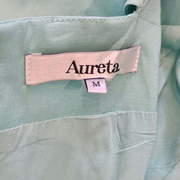 Aureta Studio Lisette Dress Size M Mint Puff Sleeve Mini Structured Statement - Picture 10 of 12